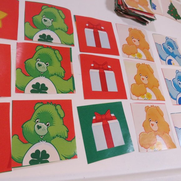 Care Bear wrapping paper squares 2 1/4 x 2ish (back of wrapping paper is white) - Picture 4 of 11